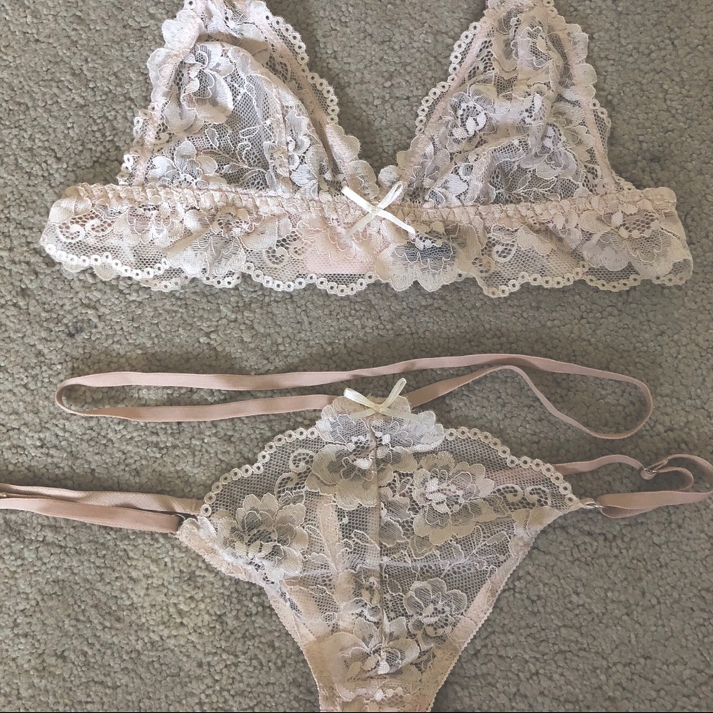 Vohco Nude Lace Lingerie Set